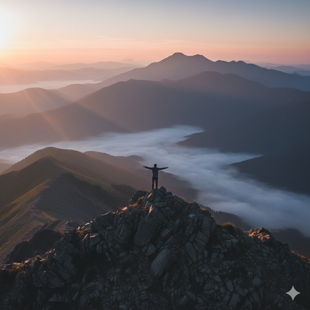 Mountain summit at sunrise